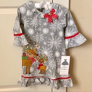 Rare Editions Christmas Reindeer Snowflake Dress 5